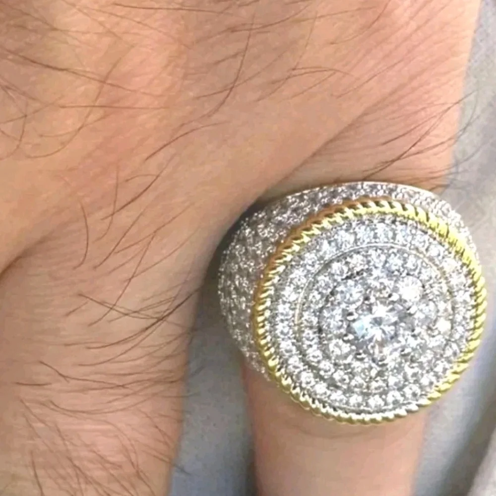 Men's 4CT Oval Cut Moissanaite Engagement BAND Dome Ring 14K Yellow Gold Plated